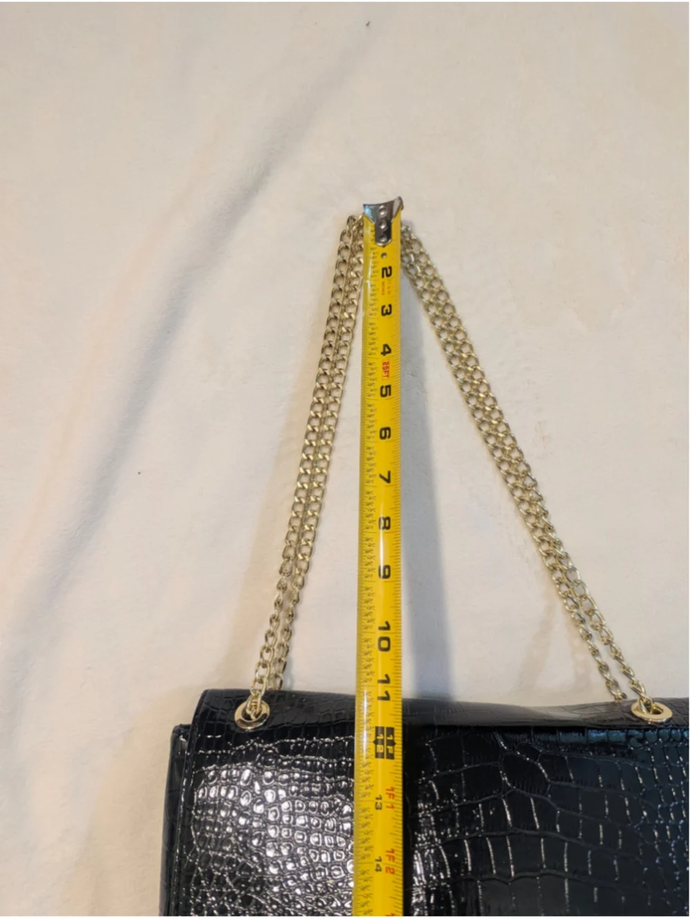 Anne Klein Black Croco Luxe II Shoulder Bag Gold